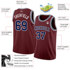 Custom Burgundy Navy-White Authentic Basketball Jersey