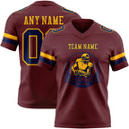 Custom Burgundy Navy-Gold Authentic Football Jersey