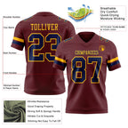Custom Burgundy Navy-Gold Authentic Football Jersey