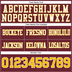 Custom Burgundy Gold-White Authentic Football Jersey