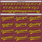 Custom Stitched Burgundy Navy-Gold Baseball Pullover Sweatshirt Hoodie