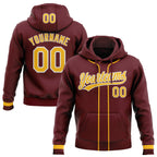 Custom Stitched Burgundy Gold-White Baseball Pullover Sweatshirt Hoodie