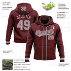Custom Stitched Burgundy Gray-White Baseball Pullover Sweatshirt Hoodie