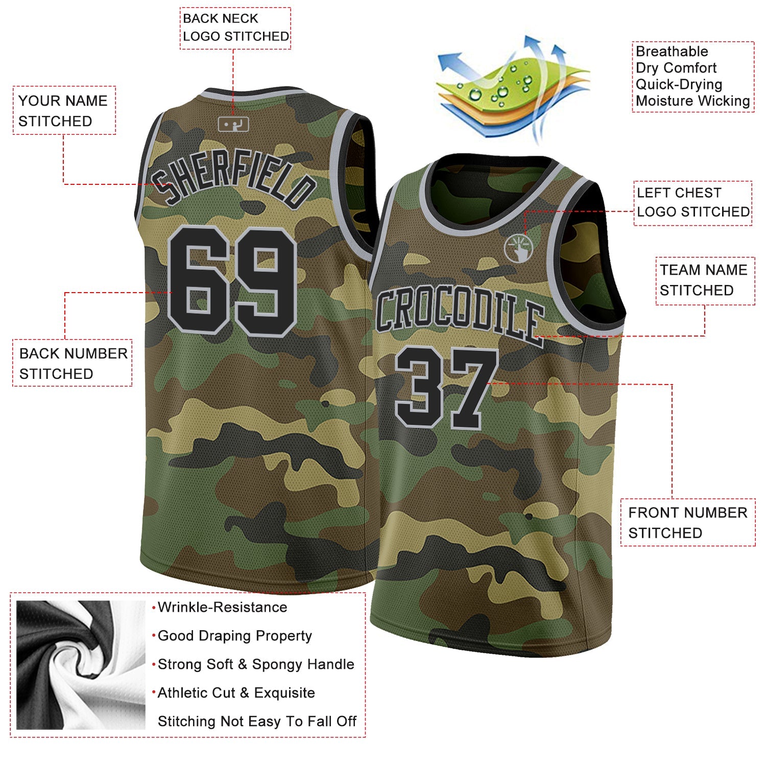 Custom Camo Black-Gray Authentic Salute To Service Basketball Jersey