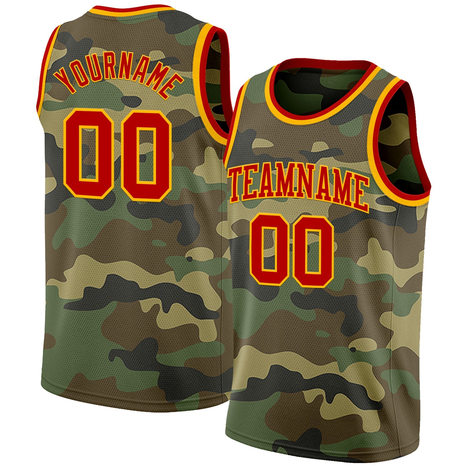 Custom Camo Red-Gold Authentic Salute To Service Basketball Jersey
