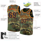 Custom Camo Navy Gold-Orange Authentic Salute To Service Basketball Jersey