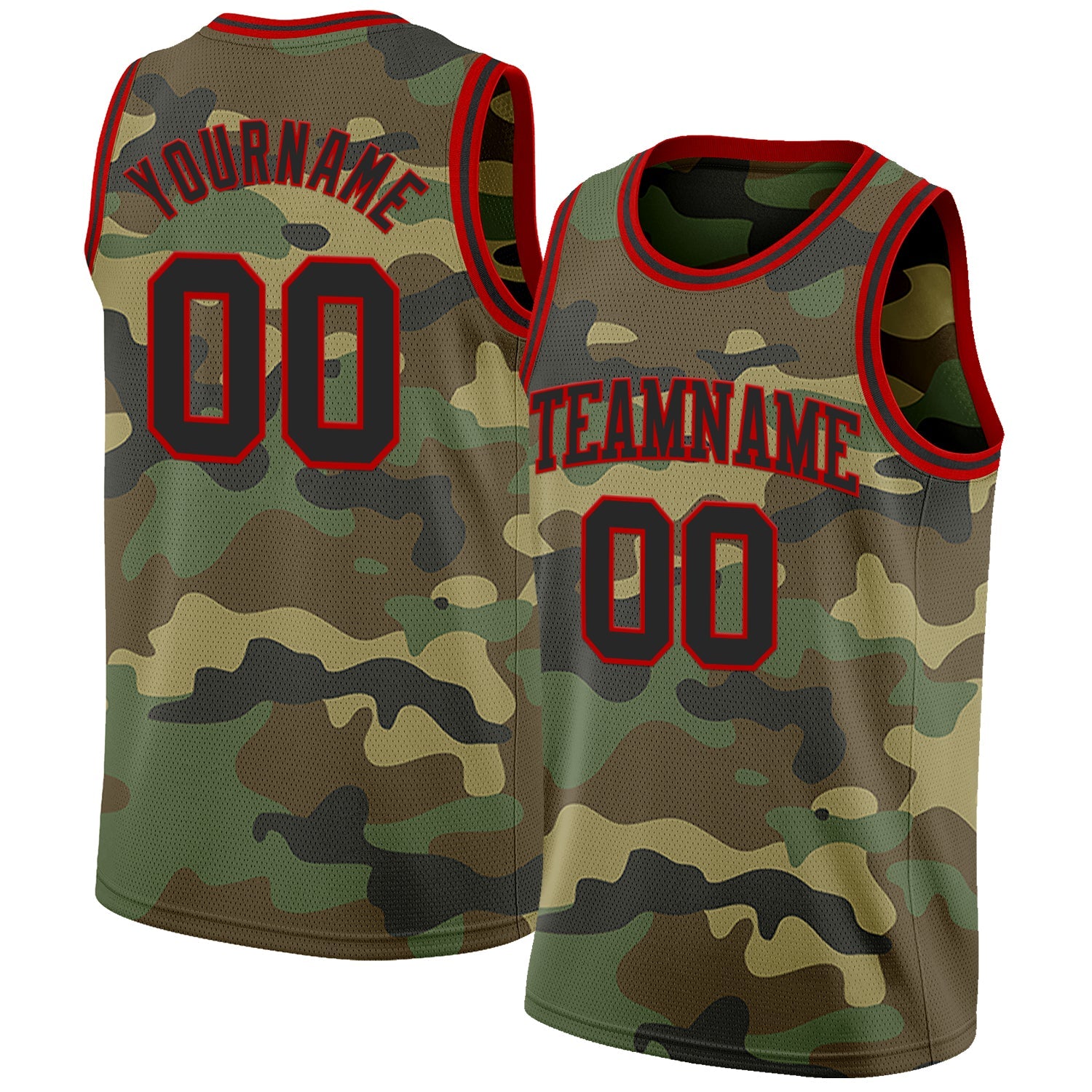 Custom Camo Black-Red Authentic Salute To Service Basketball Jersey