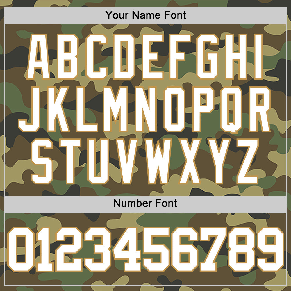 Custom Camo White-Old Gold Authentic Salute To Service Basketball Jersey