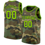 Custom Camo Neon Green-Black Authentic Salute To Service Basketball Jersey