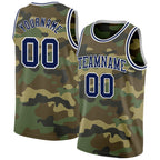 Custom Camo Navy-White Authentic Salute To Service Basketball Jersey