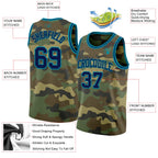 Custom Camo Navy-Teal Authentic Salute To Service Basketball Jersey