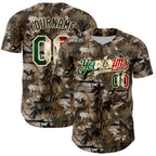 Custom Camo Vintage Mexican Flag-Cream 3D Woodland Camo Authentic Salute To Service Baseball Jersey