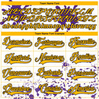 Custom Camo Gold Purple Black-White Splash Hockey Lace Neck Jersey