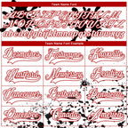 Custom Camo White Red-Black Splash Hockey Lace Neck Jersey