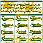 Custom Camo Green Gold-White Splash Hockey Lace Neck Jersey