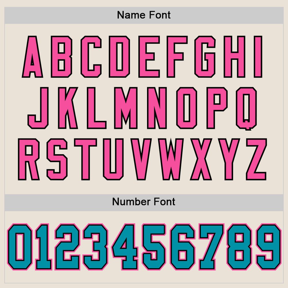 Custom Cream Teal Black-Pink Mesh Authentic Throwback Football Jersey