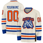 Custom Cream Orange-Royal Hockey Jersey