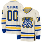 Custom Cream Royal-Gold Hockey Jersey