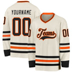 Custom Cream Black-Orange Hockey Jersey
