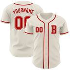 Custom Cream Red Authentic Baseball Jersey