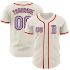 Custom Cream Light Blue-Red Authentic Baseball Jersey