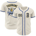 Custom Cream Royal-Gold Authentic Baseball Jersey