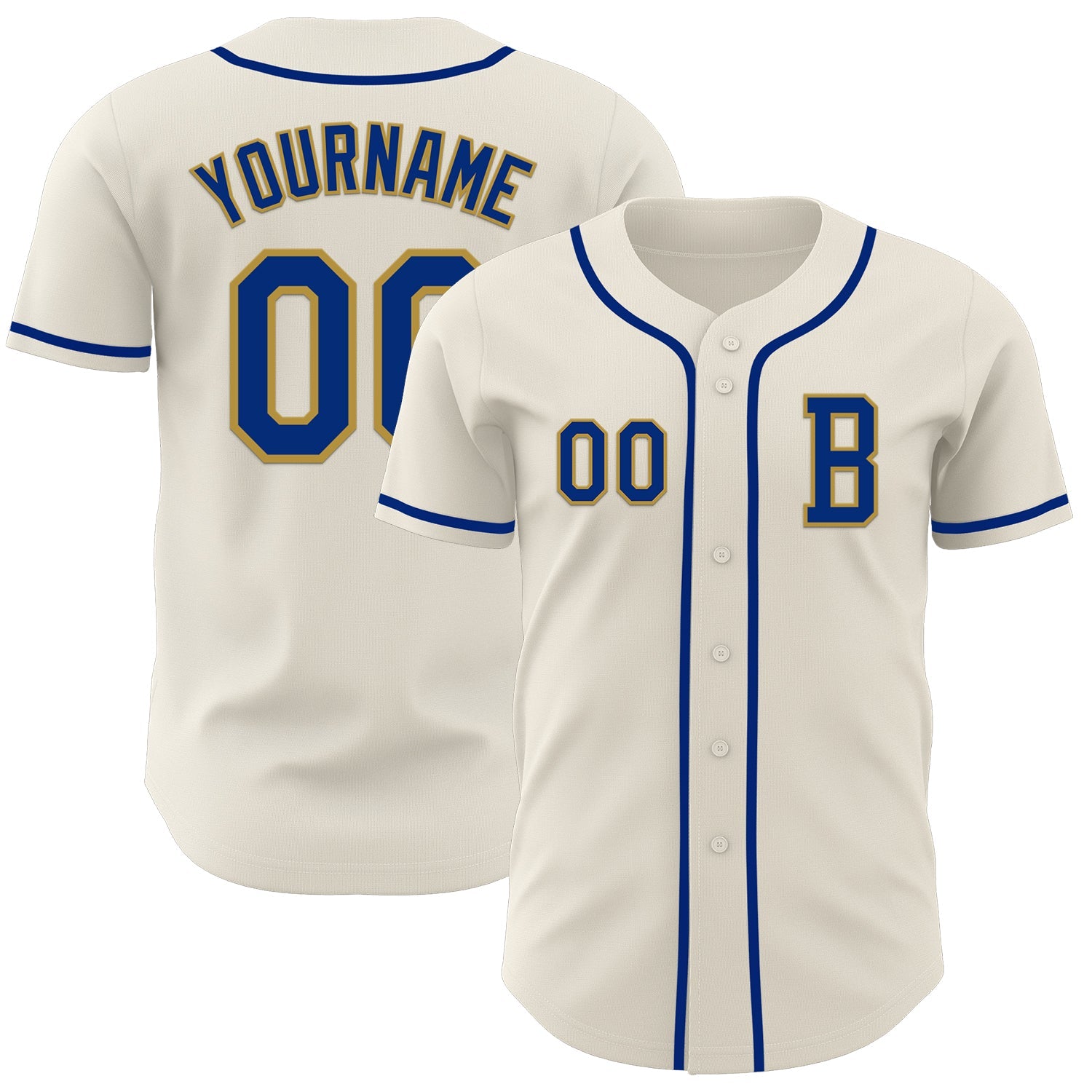 Custom Cream Royal-Old Gold Authentic Baseball Jersey