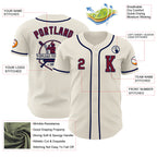 Custom Cream Crimson-Navy Authentic Baseball Jersey