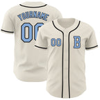Custom Cream Light Blue-Black Authentic Baseball Jersey
