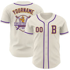 Custom Cream Purple-Gold Authentic Baseball Jersey