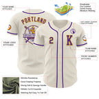 Custom Cream Purple-Gold Authentic Baseball Jersey