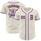 Custom Cream Purple-Old Gold Authentic Baseball Jersey