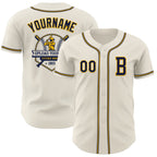 Custom Cream Navy-Gold Authentic Baseball Jersey