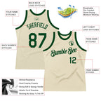 Custom Cream Green Authentic Throwback Basketball Jersey