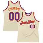 Custom Cream Purple-Orange Authentic Throwback Basketball Jersey