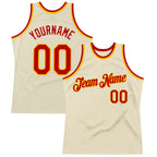 Custom Cream Red-Gold Authentic Throwback Basketball Jersey