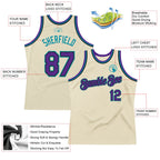 Custom Cream Purple Black-Teal Authentic Throwback Basketball Jersey