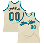 Custom Cream Teal-Black Authentic Throwback Basketball Jersey
