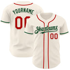 Custom Cream Red-Green Authentic Baseball Jersey