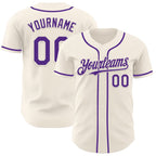 Custom Cream Purple Authentic Baseball Jersey