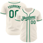 Custom Cream Kelly Green Authentic Baseball Jersey