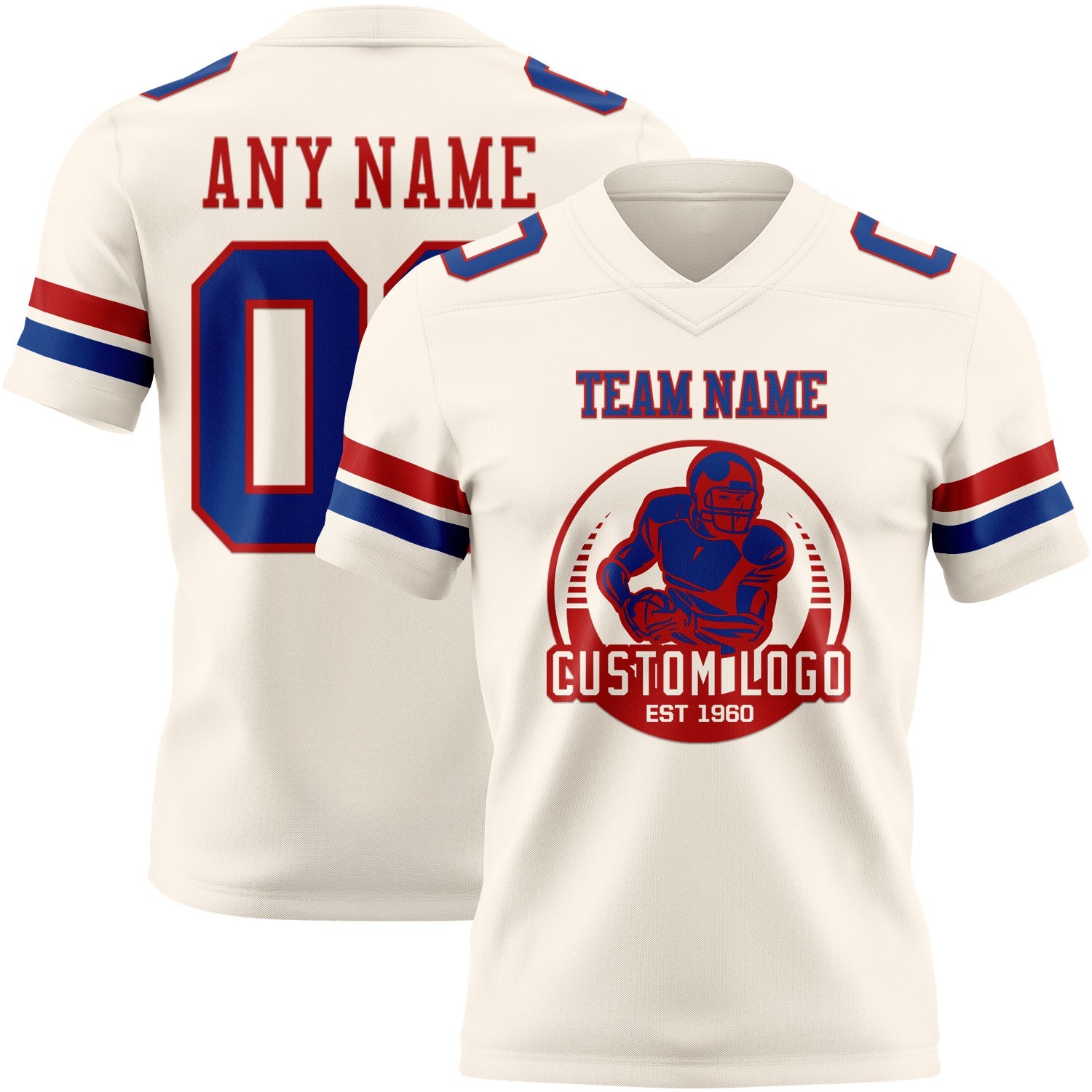Custom Cream Royal-Red Authentic Football Jersey