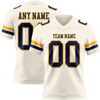Custom Cream Navy-Gold Authentic Football Jersey