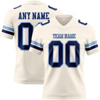 Custom Cream Navy-Light Blue Authentic Football Jersey