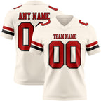 Custom Cream Red-Black Authentic Football Jersey