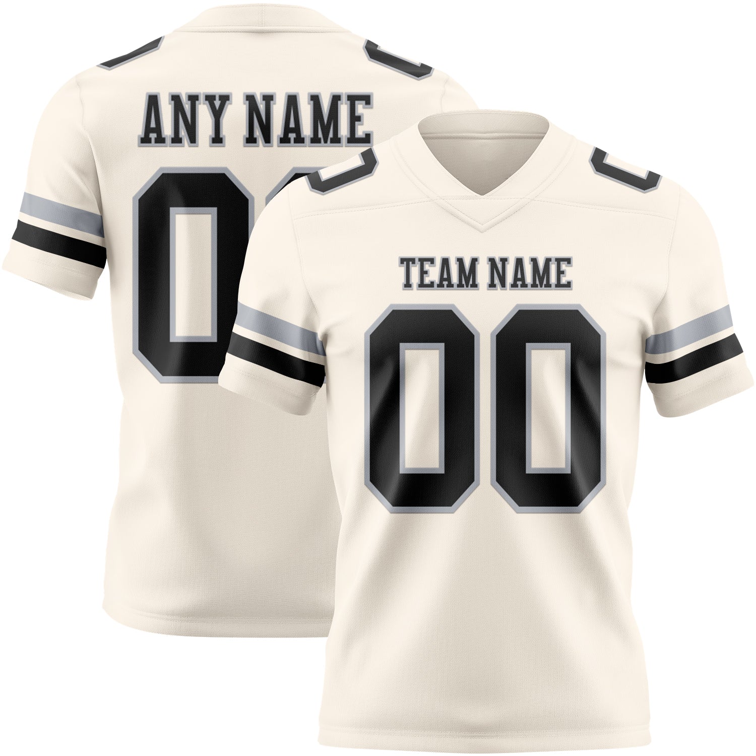 Custom Cream Black-Gray Authentic Football Jersey
