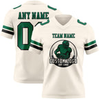 Custom Cream Kelly Green-Black Authentic Football Jersey