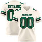 Custom Cream Kelly Green-Black Authentic Football Jersey