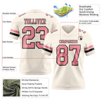 Custom Cream Medium Pink-Black Authentic Football Jersey