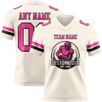 Custom Cream Pink-Black Authentic Football Jersey